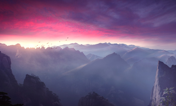 Matte Painting Landscape of Misty Mountains