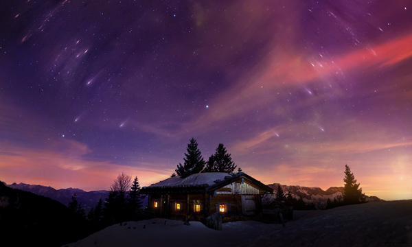 Winter Night Landscape Photoshop Tutorial